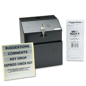 Safco® Steel Suggestion-key Drop Box With Locking Top, 7 X 6 X 8.5, Black Powder Coat Finish freeshipping - TVN Wholesale
